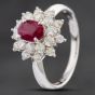 Second Hand Platinum 1.06ct Ruby & 0.71ct Brilliant Cut Diamond Cluster Ring 4335210