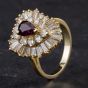Second Hand 14ct Yellow Gold 0.85ct Ruby & 1.85ct Diamond Pear Shape Wave Cluster Ring 4335216