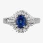 Second Hand Platinum 1.10ct Sapphire & 0.30ct Diamond Cluster Ring 4336014