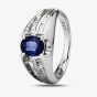 Second Hand Platinum 0.90ct Sapphire & 0.30ct Diamond Shoulders Ring 4336031