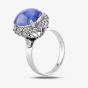 Second Hand Platinum Cabochon Star Cut Sapphire and Diamond Cluster Ring 4336037