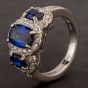 Second Hand 18ct White Gold 2.40ct Sapphire & 0.45ct Diamond Trilogy Ring 4336041