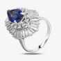 Second Hand White Gold Pear Shaped 2.00ct Sapphire & 3.00ct Diamond Cluster Ring 4336043