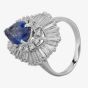 Second Hand White Gold Pear Shaped 2.00ct Sapphire & 3.00ct Diamond Cluster Ring 4336043