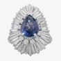 Second Hand White Gold Pear Shaped 2.00ct Sapphire & 3.00ct Diamond Cluster Ring 4336043