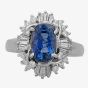Second Hand Platinum 2.95ct Sapphire & 0.50ct Diamond Cluster Ring 4336046