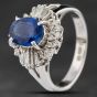 Second Hand Platinum 1.57ct Sapphire & 0.33ct Diamond Multi Cut Cluster Ring 4336050