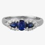 Second Hand Platinum Three Stone 0.75ct Sapphire & 0.20ct Diamond Cluster Ring 4336054