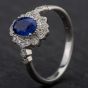 Second Hand Platinum 1.01ct Sapphire & 0.16ct Diamond Cluster Ring 4336091