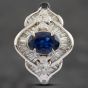 Second Hand Platinum 0.80ct Sapphire & 1.23ct Brilliant Cut Diamond Oval Cluster Ring 43361014
