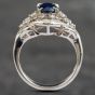 Second Hand Platinum 0.80ct Sapphire & 1.23ct Brilliant Cut Diamond Oval Cluster Ring 43361014