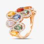 Second Hand 18ct Rose Gold Certificated 5.20ct Pear Cut Multi-Coloured Sapphire & 0.97ct Brilliant Cut Diamond Wave Cluster Ring 43361015