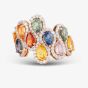 Second Hand 18ct Rose Gold Certificated 5.20ct Pear Cut Multi-Coloured Sapphire & 0.97ct Brilliant Cut Diamond Wave Cluster Ring 43361015
