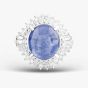 Second Hand Platinum 9.94ct Oval Star Sapphire & 0.88ct Brilliant Cut Diamond Cluster Ring 43361016