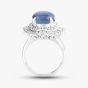 Second Hand Platinum 9.94ct Oval Star Sapphire & 0.88ct Brilliant Cut Diamond Cluster Ring 43361016