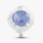 Second Hand Platinum 9.94ct Oval Star Sapphire & 0.88ct Brilliant Cut Diamond Cluster Ring 43361016