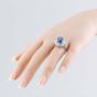Second Hand Platinum 9.94ct Oval Star Sapphire & 0.88ct Brilliant Cut Diamond Cluster Ring 43361016