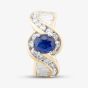 Second Hand 18ct Yellow Gold 1.39ct Oval Cut Sapphire & 1.40ct Diamond Twist Cluster Ring 43361017