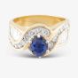 Second Hand 18ct Yellow Gold 1.39ct Oval Cut Sapphire & 1.40ct Diamond Twist Cluster Ring 43361017