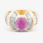 Second Hand 14ct Yellow Gold Pink Sapphire & 1.60ct Baguette Cut Diamond Dress Ring 43361018