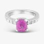 Second Hand 14ct White Gold Pink Sapphire & Brilliant Cut Diamond Dress Ring 43361020