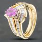 Second Hand 14ct Yellow Gold Oval Cut Pink Sapphire & 0.33ct Diamond Bridal Set Ring 43361033
