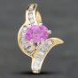 Second Hand 14ct Yellow Gold Oval Cut Pink Sapphire & 0.33ct Diamond Bridal Set Ring 43361033