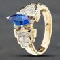 Second Hand 14ct Yellow Gold 1.27ct Marquise Cut Sapphire & 0.66ct Princess Cut Diamond Dress Ring 43361034