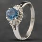 Second Hand Platinum Sapphire & Diamond Oval Cluster Ring 43361047