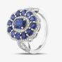 Second Hand 18ct White Gold 2.78ct Sapphire & 0.55ct Brilliant Cut Diamond Oval Cluster Ring 43361051