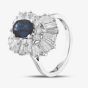 Second Hand 9ct White Gold Sapphire & Diamond Ballerina Cluster Ring 43361054