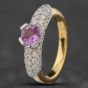 Second Hand 18ct Yellow Gold Pink Sapphire & Brilliant Cut Diamond Dress Ring 43361055