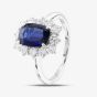 Second Hand Platinum 2.01ct Oval Cut Sapphire & 0.78ct Brilliant Cut Diamond Cluster Ring 43361061