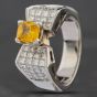 Second Hand 14ct White Gold 1.07ct Yellow Sapphire & Princess Cut Diamond Bow Cluster Ring 43361067