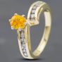 Second Hand 14ct Yellow Gold Sapphire & 0.25ct Brilliant Cut Diamond Set Shoulders Twist Dress Ring 43361072