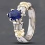 Second Hand 9ct Two Colour Gold Glass Fill Treatment Sapphire & Baguette Cut Diamond Set Shoulders Dress Ring 43361076