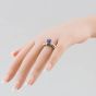 Second Hand 9ct Two Colour Gold Glass Fill Treatment Sapphire & Baguette Cut Diamond Set Shoulders Dress Ring 43361076