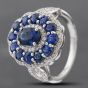 Second Hand 14ct White Gold Sapphire & Brilliant Cut Diamond Oval Cluster Ring 43361083