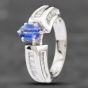 Second Hand 14ct White Gold 0.77ct Oval Cut Sapphire & Baguette Cut Diamond Dress Ring 43361101