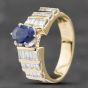 Second Hand 14ct Yellow Gold Oval Cut Sapphire & 1.00ct Baguette Cut Diamond Dress Ring 43361102