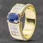 Second Hand 14ct Yellow Gold Oval Cut Sapphire & 1.20ct Princess Cut Diamond Dress Ring 43361103