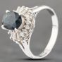 Second Hand Platinum 1.69ct Sapphire & 0.34ct Diamond Oval Cluster Ring 43361105