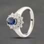 Second Hand Platinum 0.73ct Sapphire & 0.50ct Brilliant Cut Diamond Oval Tiered Cluster Ring 43361109