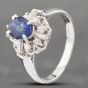 Second Hand Platinum 1.22ct Sapphire & 0.23ct Diamond Oval Cluster Ring 43361110