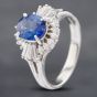 Second Hand Platinum 1.54ct Sapphire & 0.25ct Diamond Oval Cluster Ring 43361112