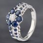 Second Hand Platinum 1.40ct Sapphire & 0.40ct Diamond Cluster Ring 43361118