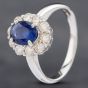 Second Hand Platinum 1.15ct Sapphire & 0.59ct Brilliant Cut Diamond Oval Cluster Ring 43361124