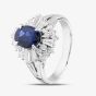 Second Hand Platinum Certificated 1.71ct Sapphire & 0.71ct Brilliant Cut Diamond Oval Cluster Ring 43361125