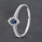 Second Hand 14ct White Gold 0.20ct Sapphire & 0.20ct Diamond Cluster Ring 43361136