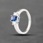 Second Hand 18ct White Gold 1.08ct Sapphire & 0.30ct Emerald Cut Diamond Three Stone Ring 43361146